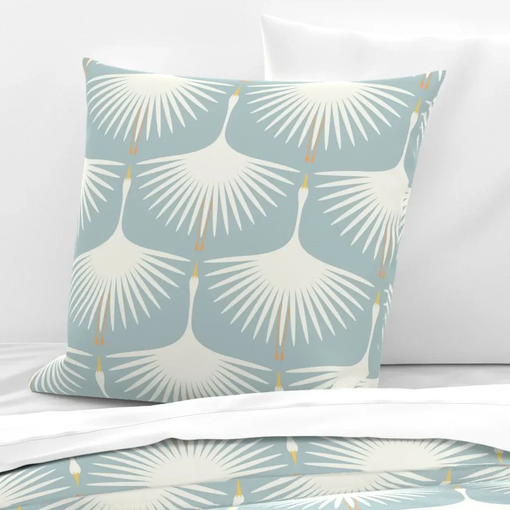 Art Deco Swans Euro Pillow Sham - Gossamer Blue product