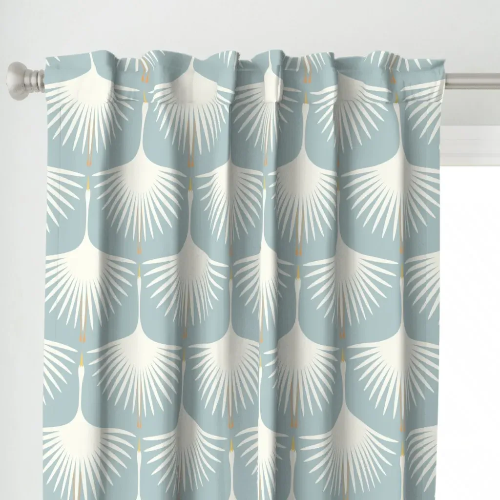 Art Deco Swans Gossamer Curtain Panel - White alternate view