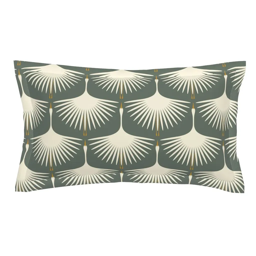 Art Deco Swans King Pillow Sham - Smoke Green product