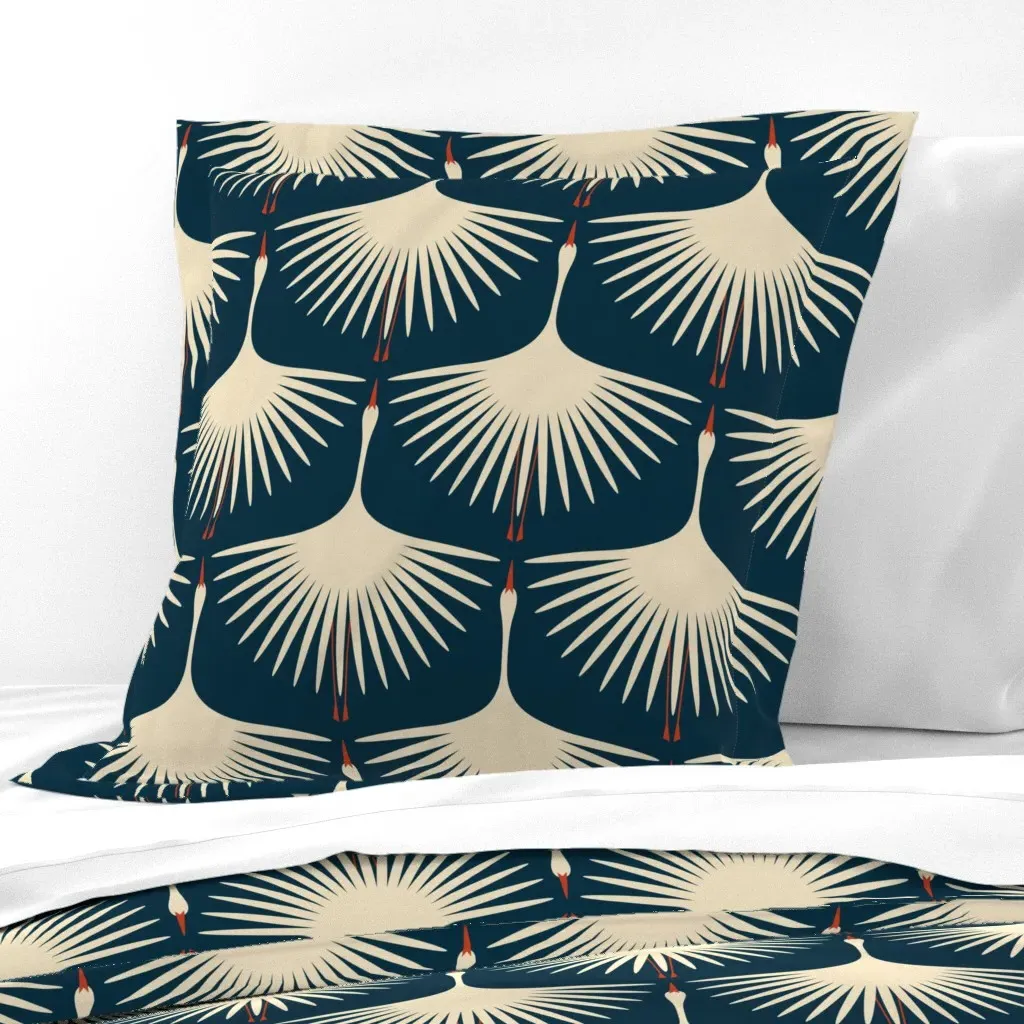 Art Deco Swans Midnight 12" Euro Pillow Sham - Cream product