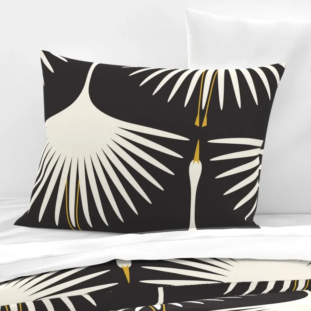 Art Deco Swans Standard Knife Edge Cushion Cover - Cream, Cotton Sateen product