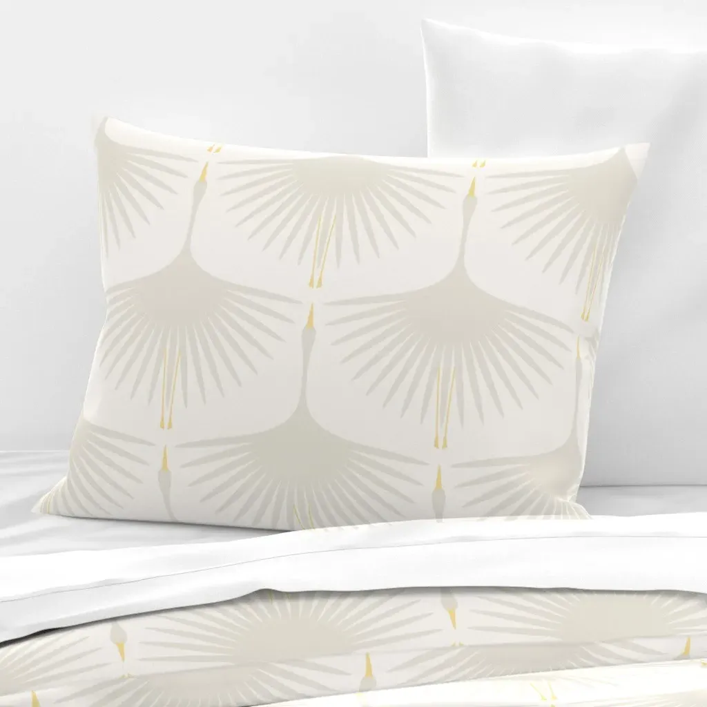 Art Deco Swans Standard Knife Edge Pillow - Off-White, Cotton Sateen product