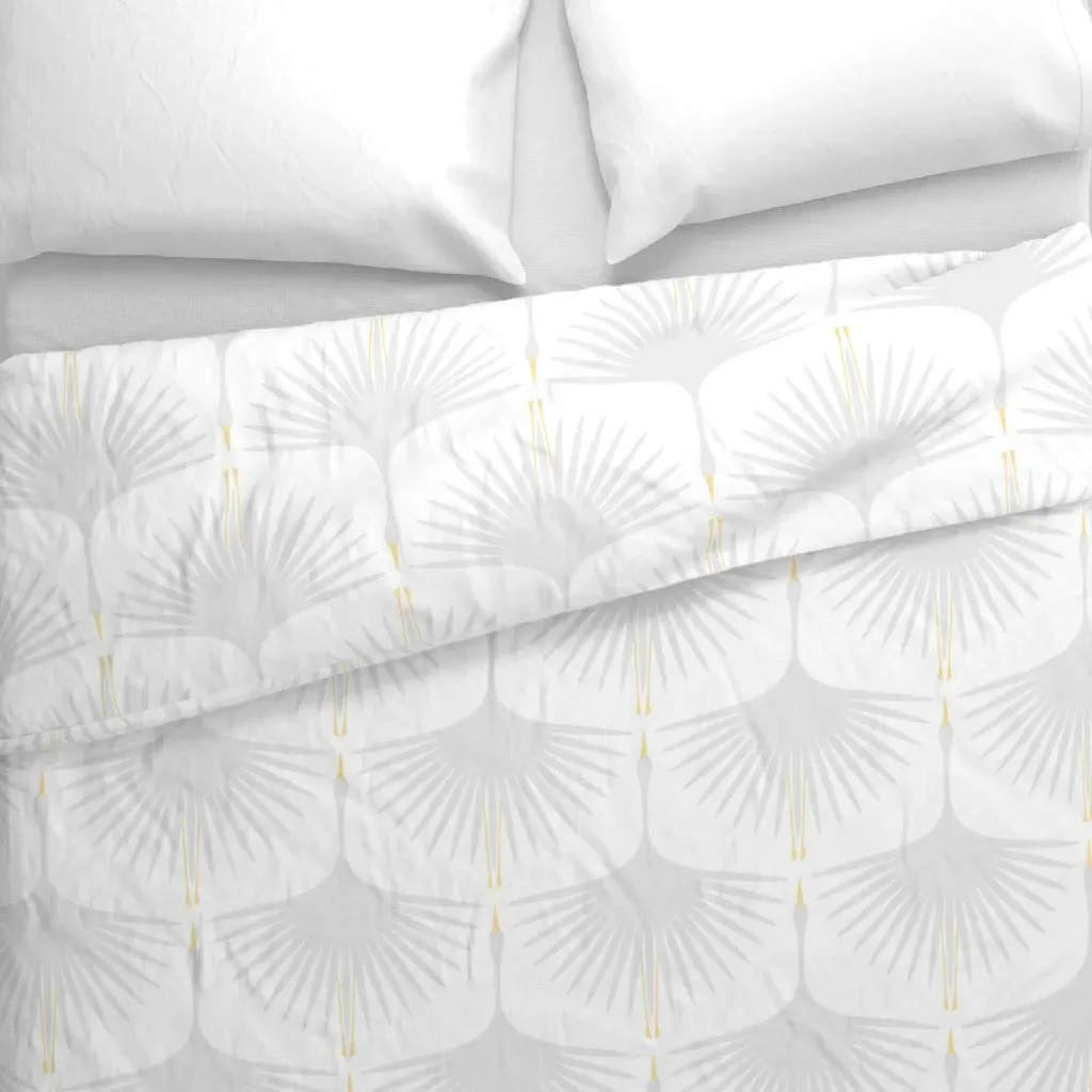 Art Deco Swans Whispered Duvet Cover - Light Gray alternate view