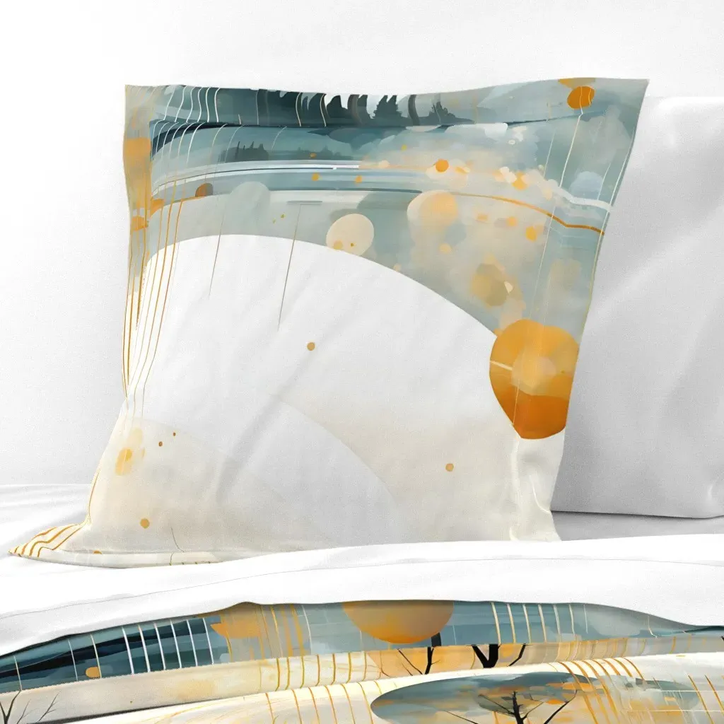 Art Deco Trees And Sky Euro Pillow Sham - Gold product