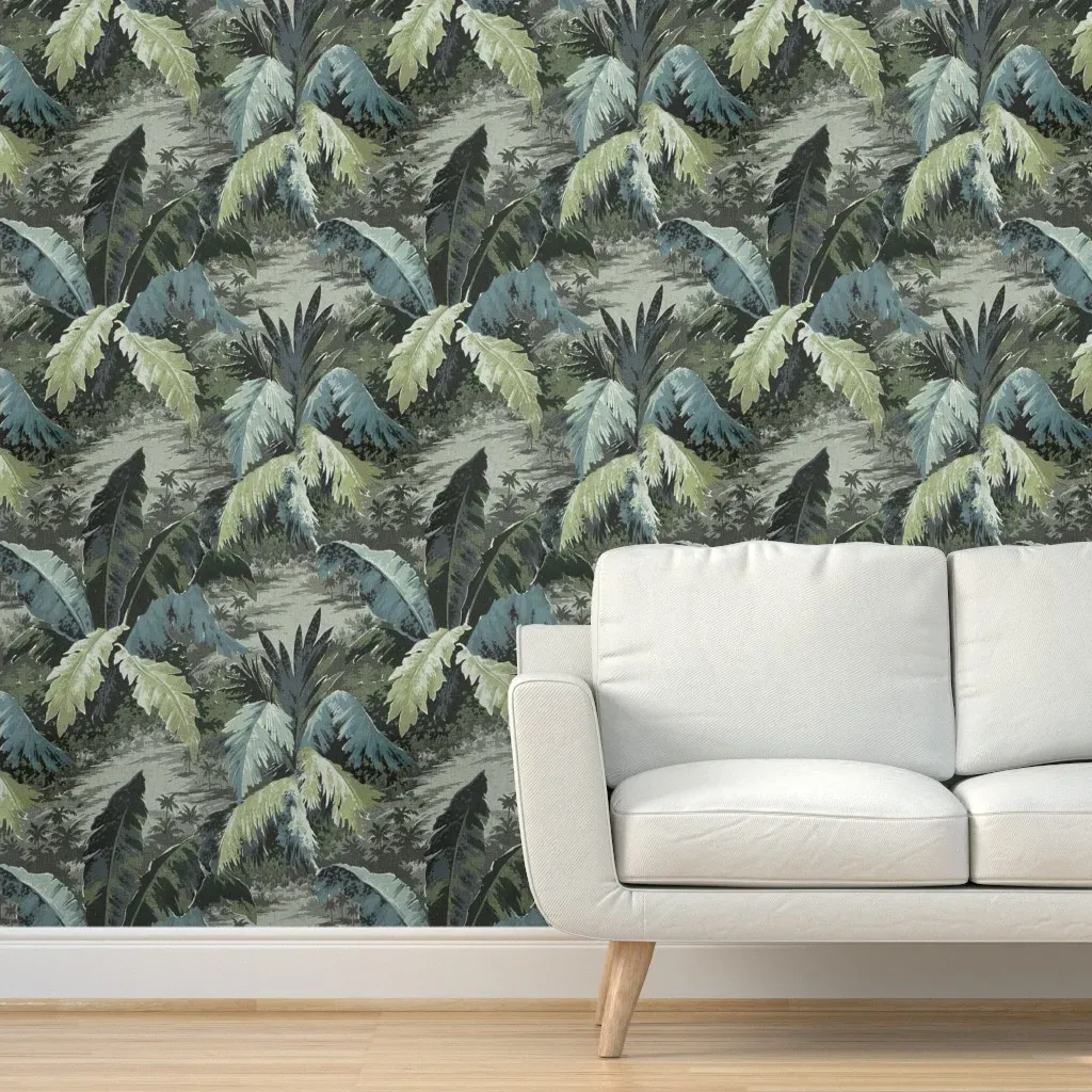 Art Deco Tropicale Peel and Stick Wallpaper - Teal product