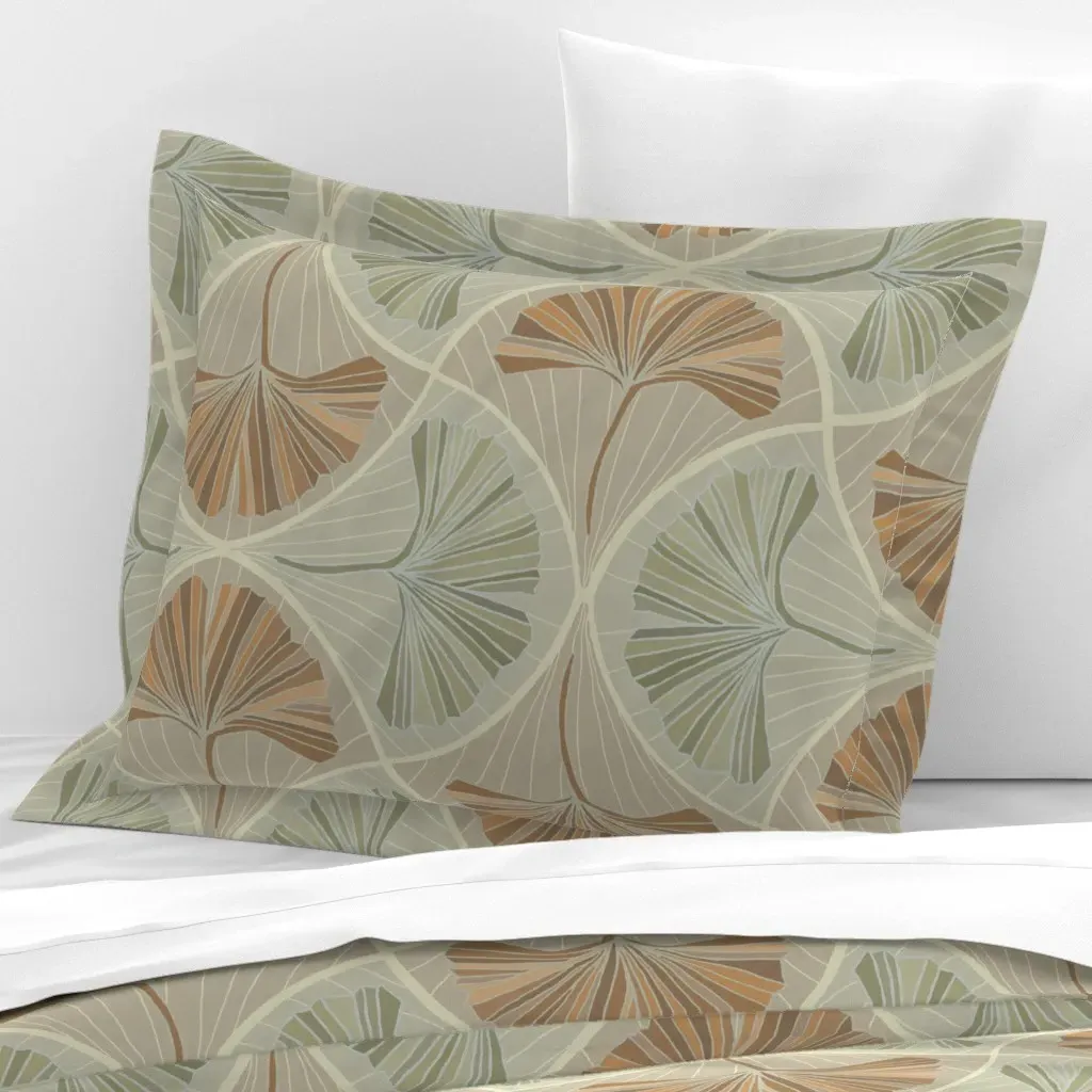 Art Deco Warm Neutrals Standard Flanged Pillow Sham - Brown, Cotton Sateen product