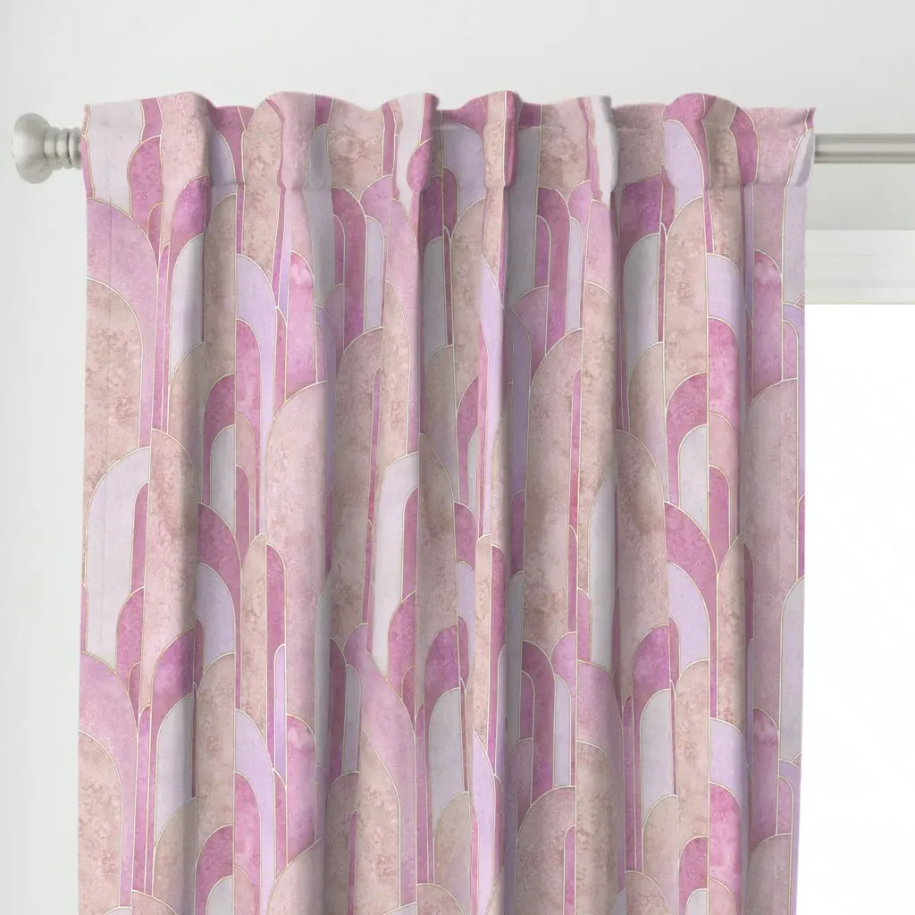 Art Deco Watercolor Curtain Panel - Pink alternate view