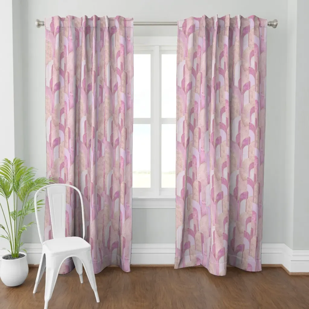 Art Deco Watercolor Curtain Panel - Pink product