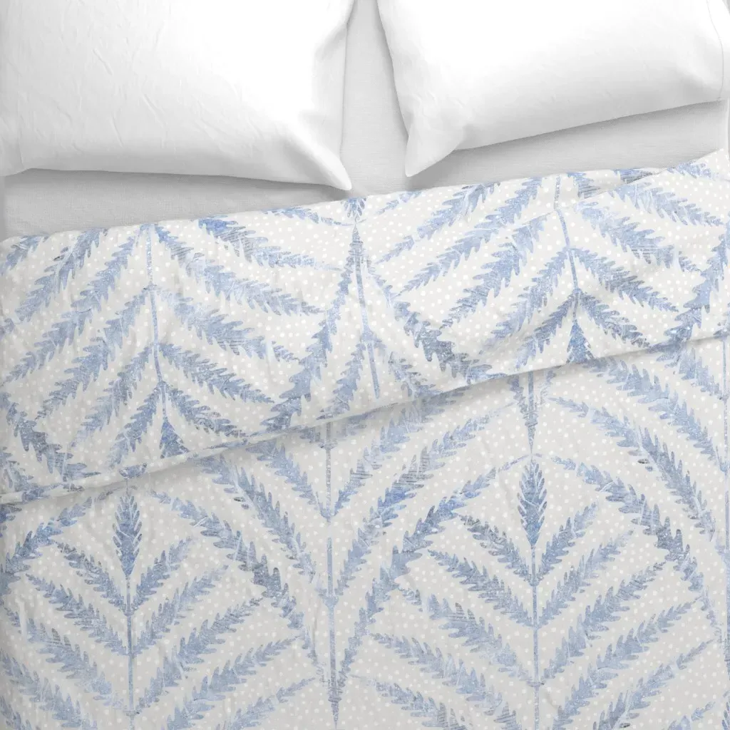 Art Deco Zen Fern Large Duvet Cover - Light Blue alternate view