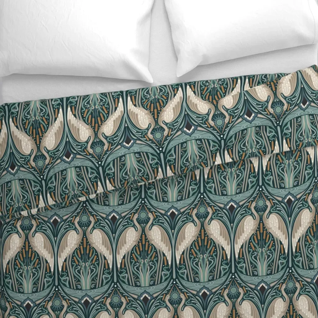 Art Nouveau Crane Duvet Cover - Teal alternate view