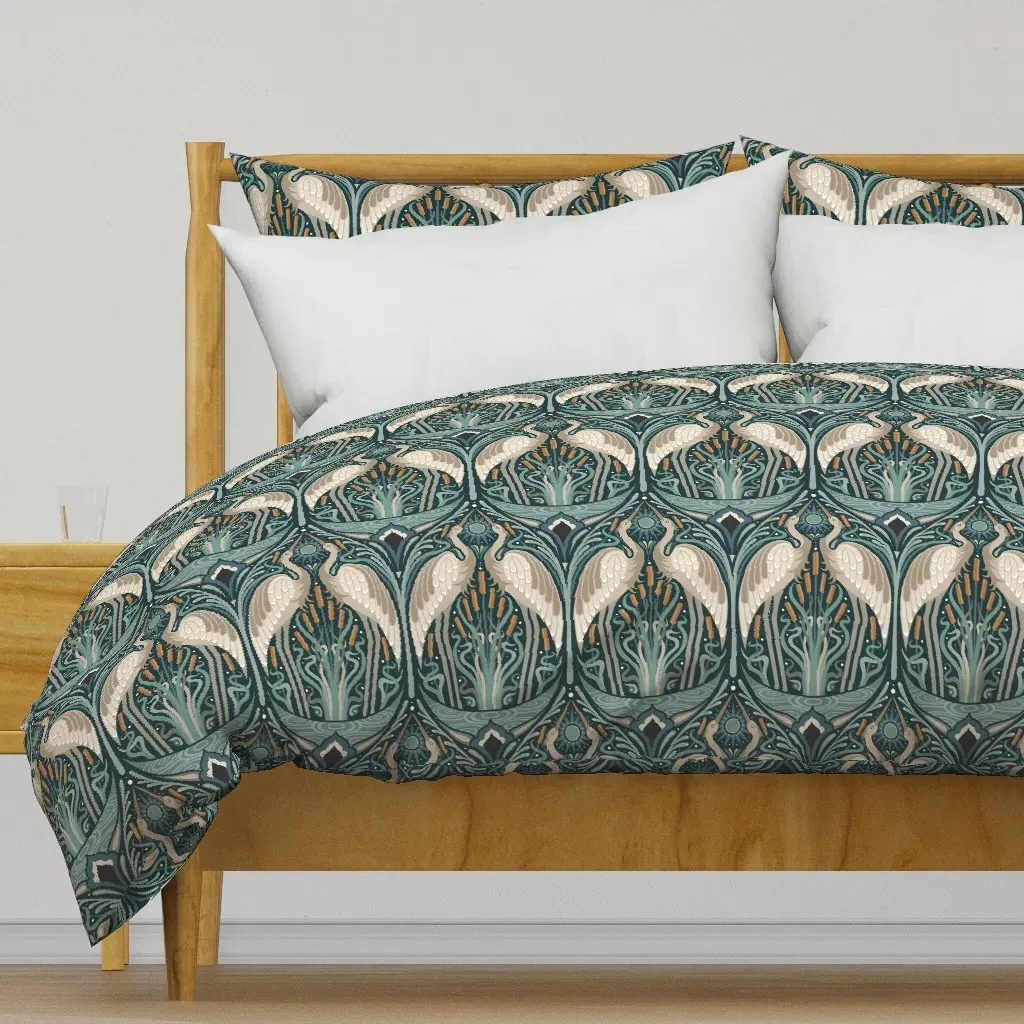 Art Nouveau Crane Duvet Cover - Teal product