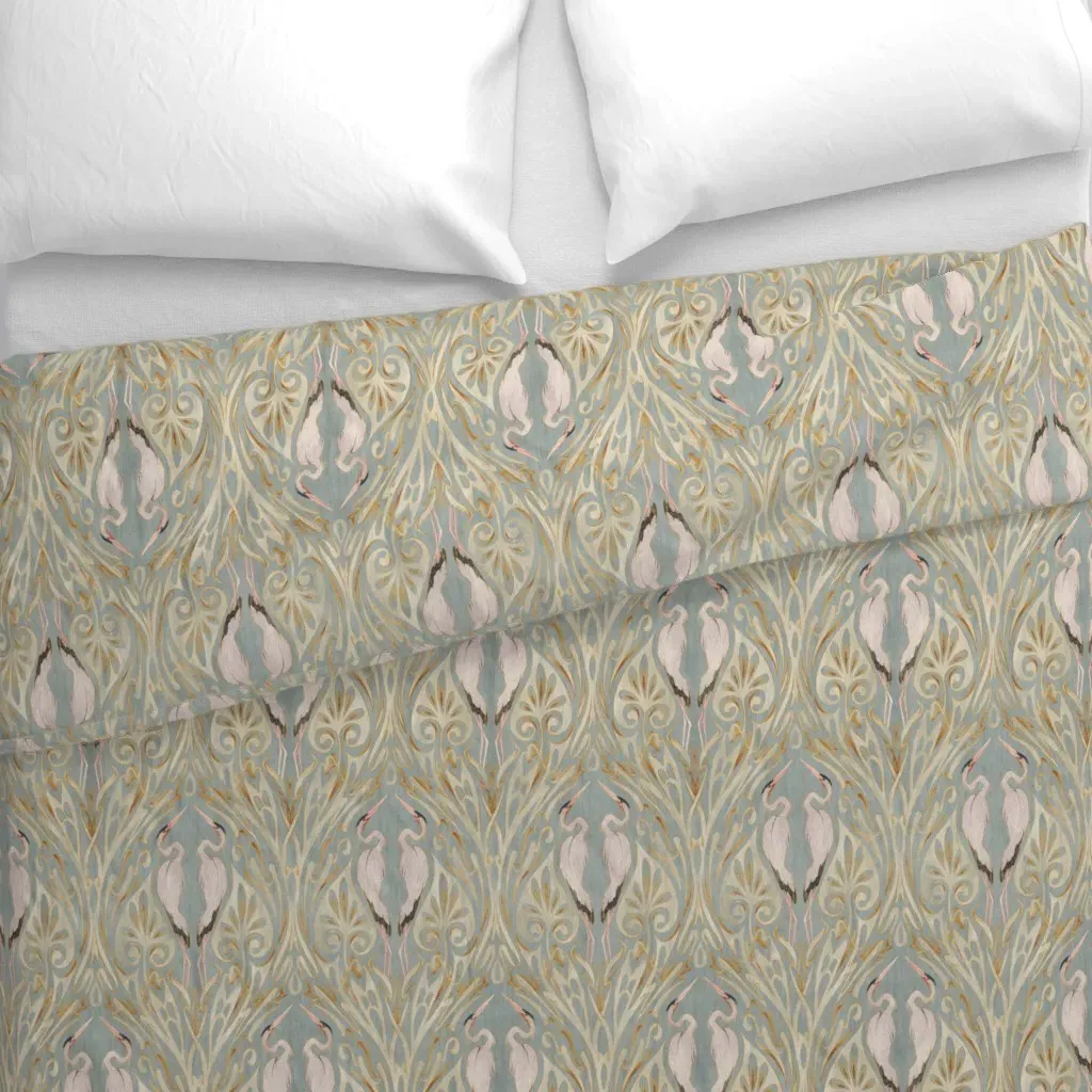 Art Nouveau Cranes Duvet Cover - Light Blue alternate view