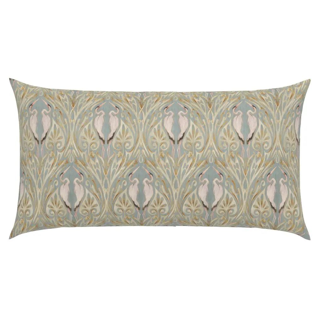 Art Nouveau Cranes Vintage Texture King Pillow Sham - Light Blue product