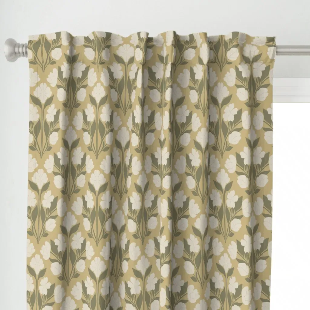 Art Nouveau Curtain Panel - Olive Green alternate view
