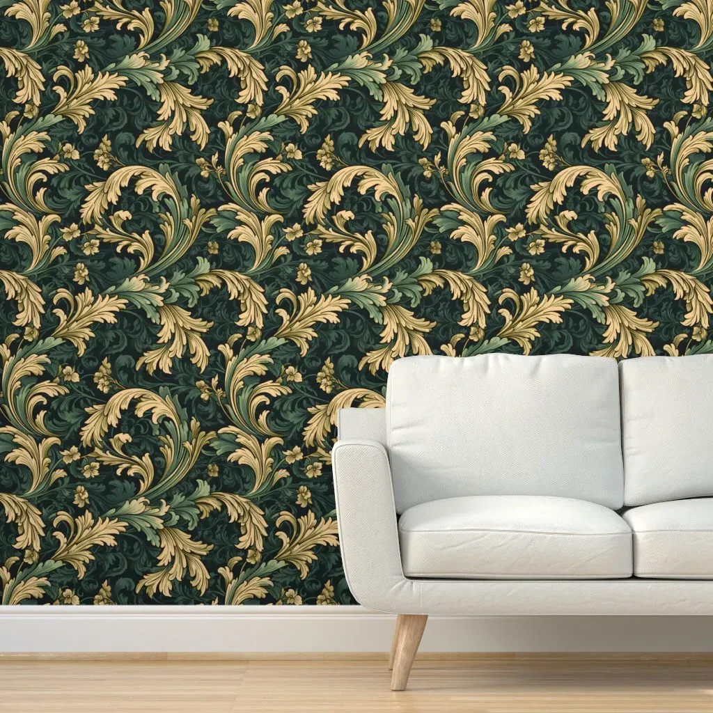 Art Nouveau Damask Peel and Stick Wallpaper - Gold product
