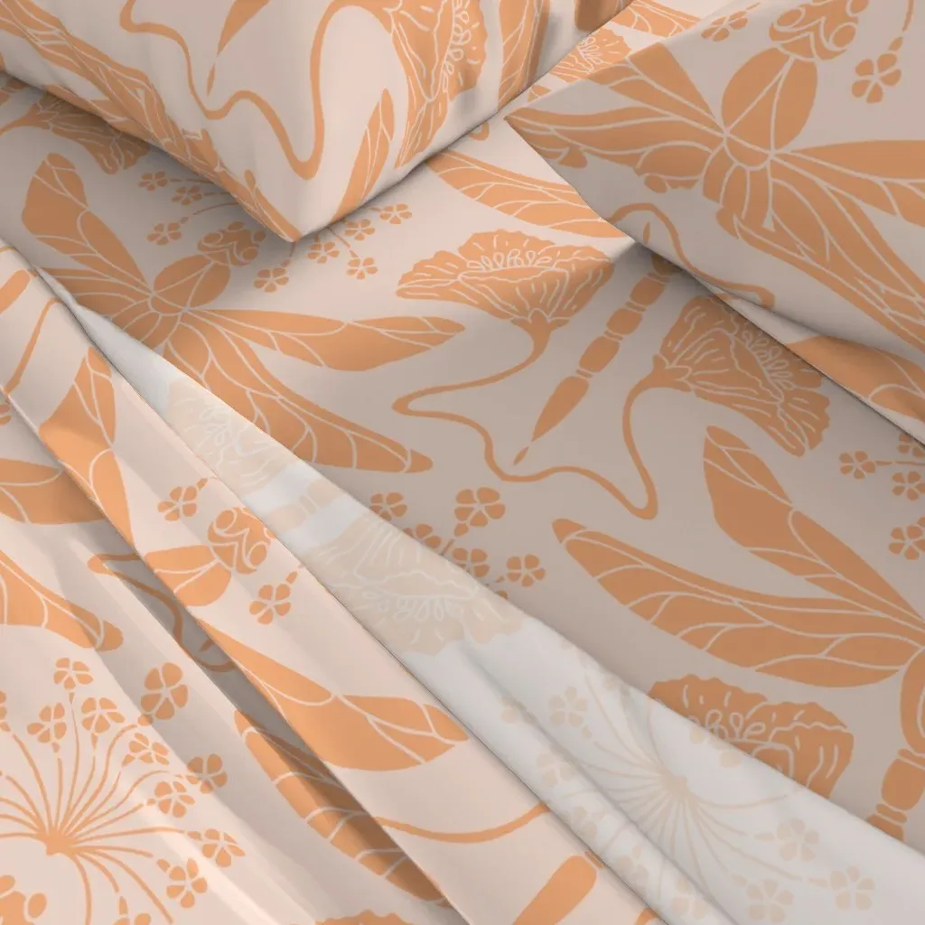 Art Nouveau Dragonfly And Poppy Full Sheet Set - Peach alternate view