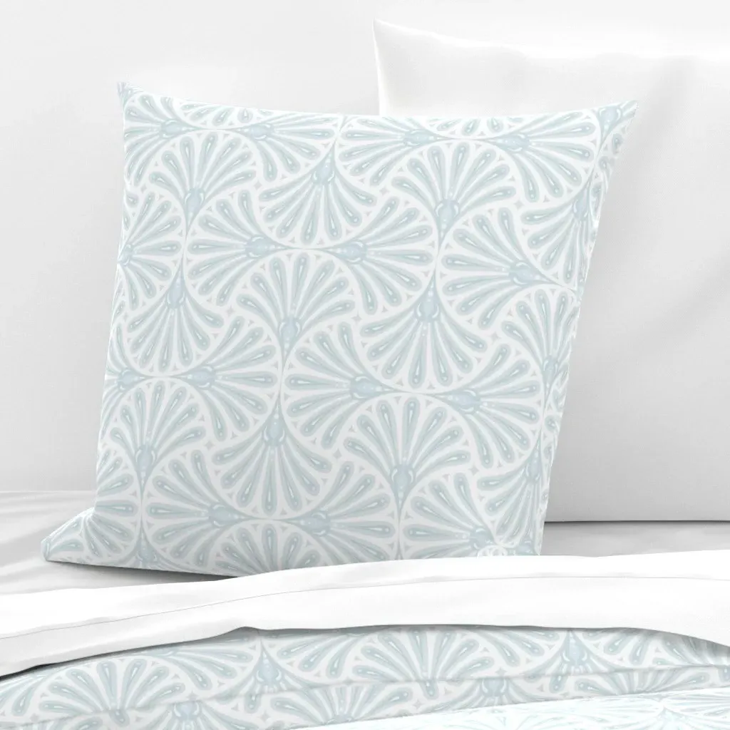 Art Nouveau Fan Scallop Geometric Euro Pillow Sham - Light Blue product