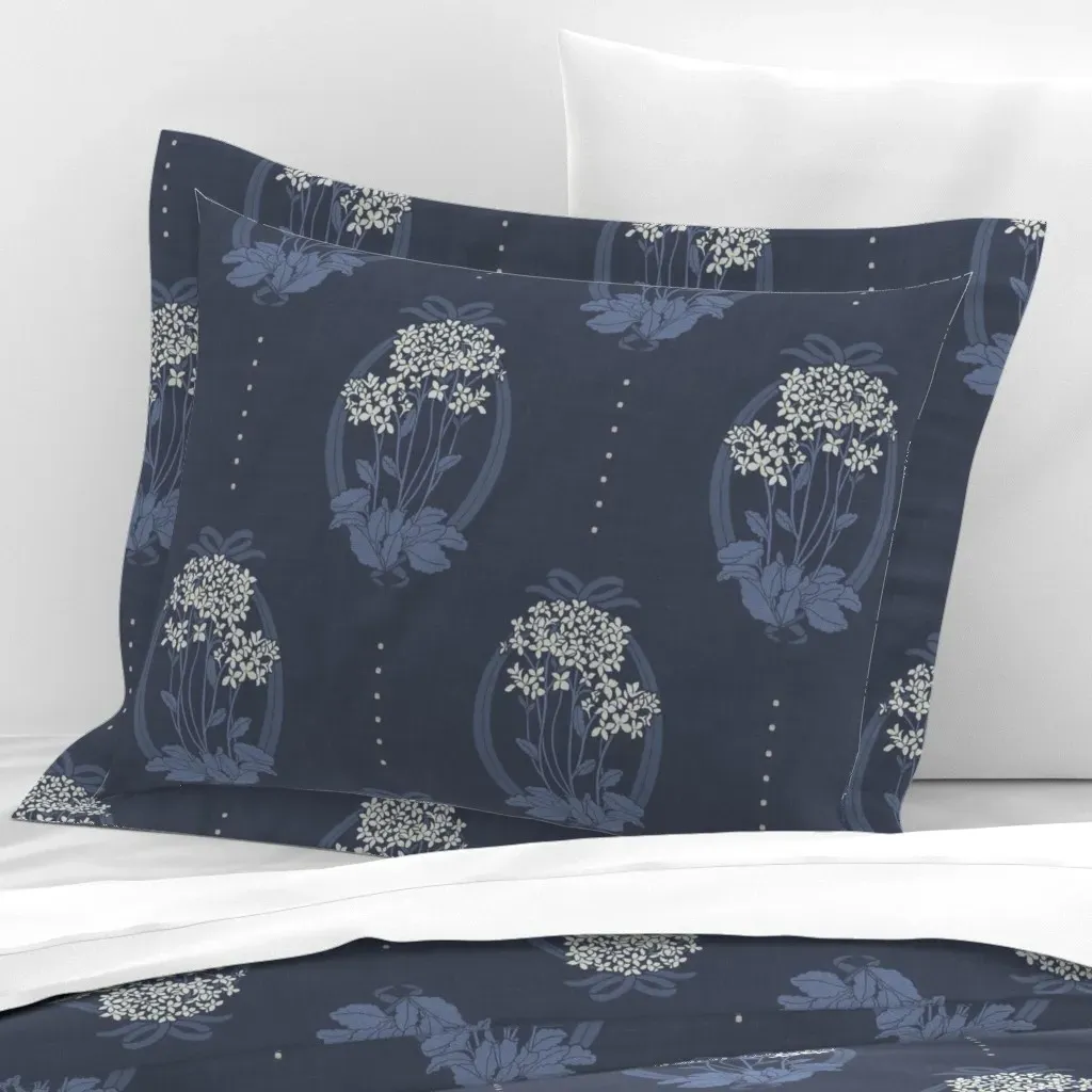 Art Nouveau Flaming Katy Standard Flanged Cushion Cover - Dusty Blue, Cotton Sateen product