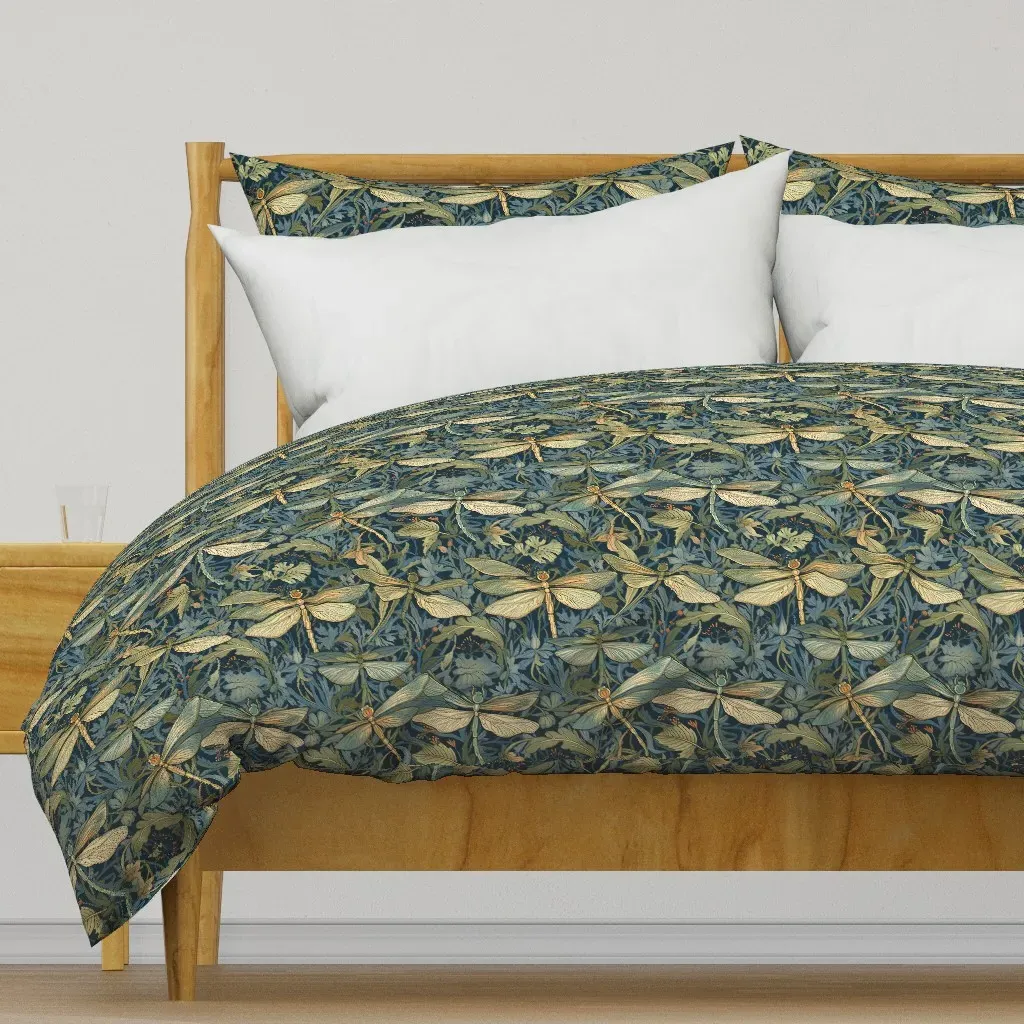 Art Nouveau Flight Of Green Duvet Cover - Teal product