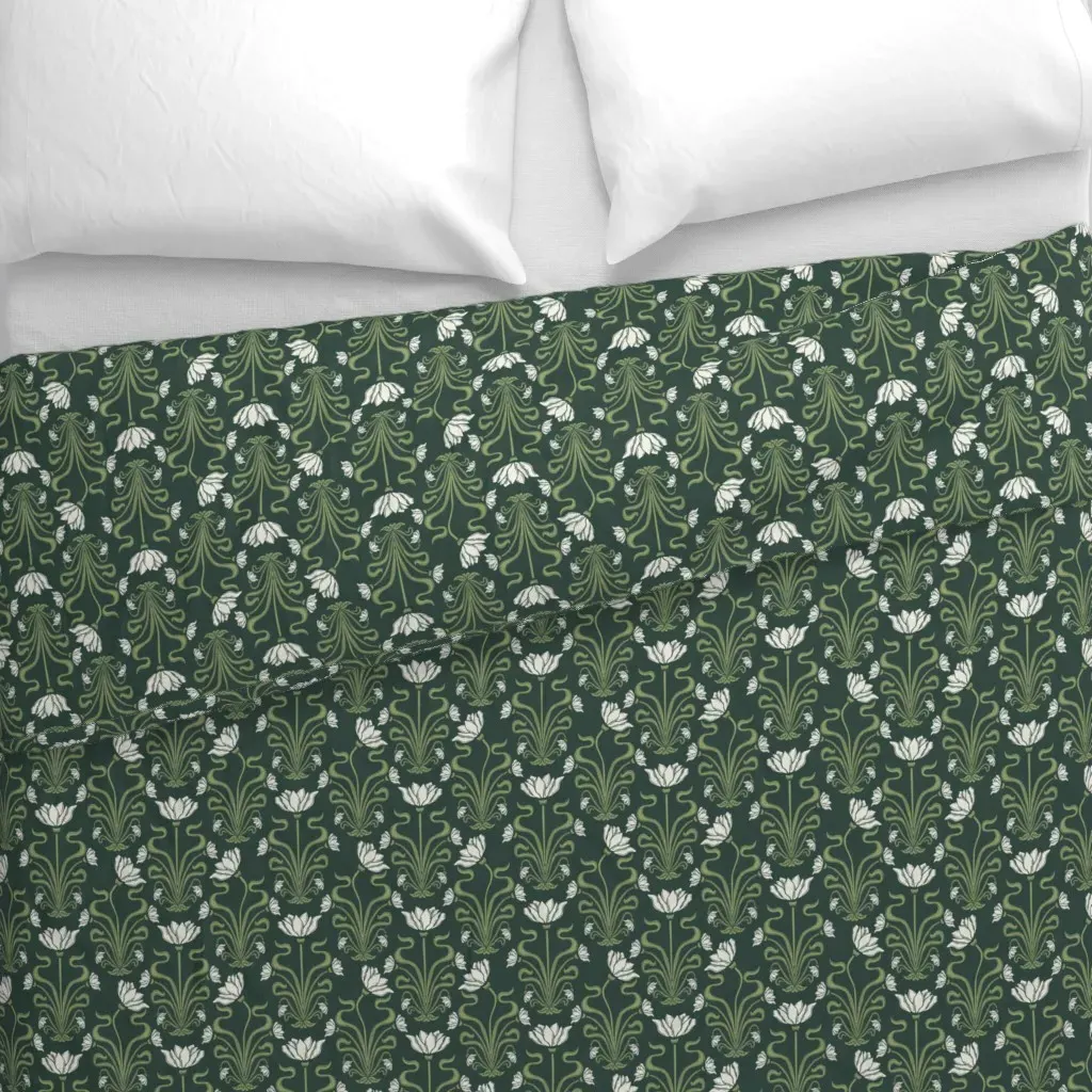Art Nouveau Floral Duvet Cover - White alternate view