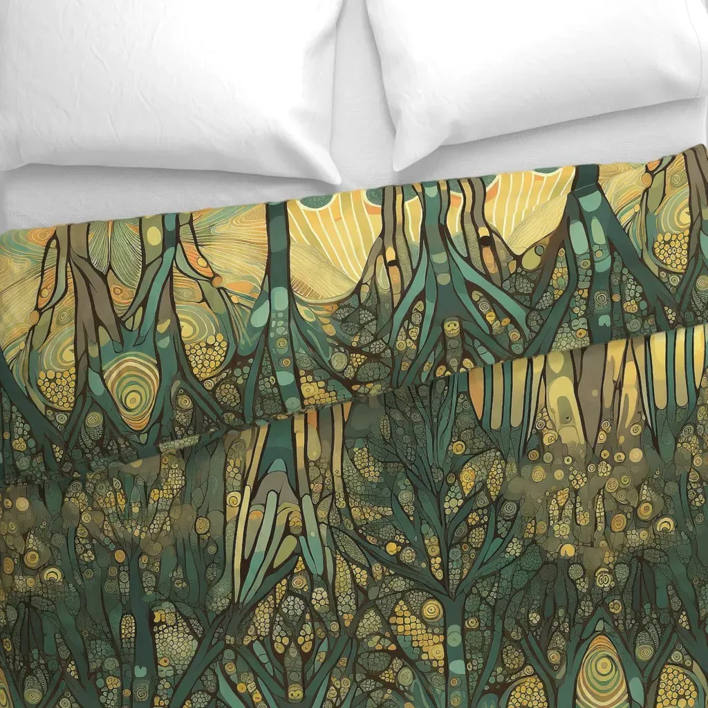 Art Nouveau Forest T172 L Duvet Cover - Green alternate view