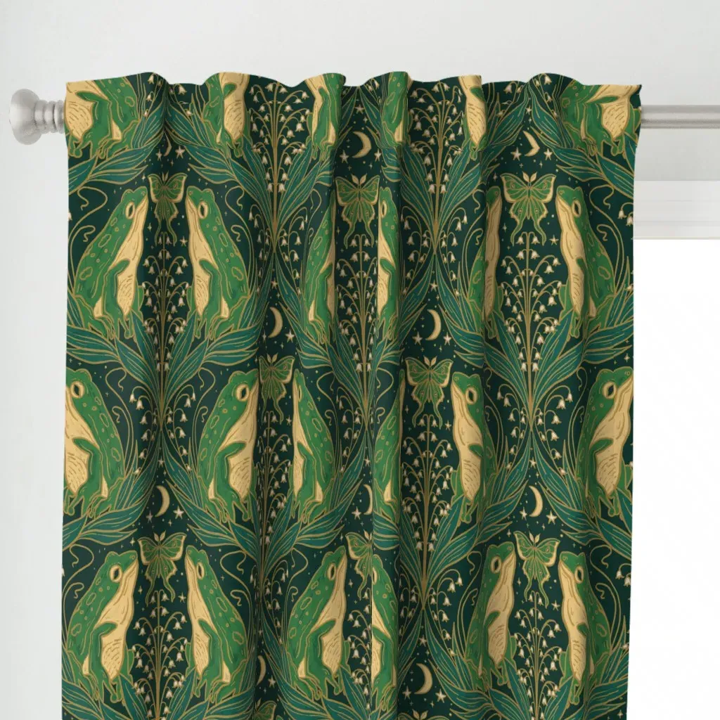 Art Nouveau Frogs Curtain Panel - Green alternate view