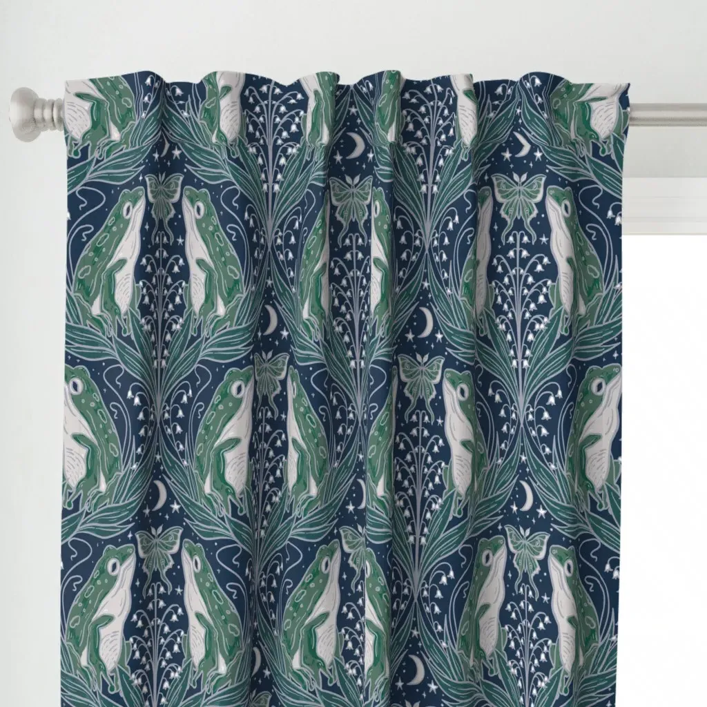 Art Nouveau Frogs Lily of the Valley Curtain Panel - Green alternate view
