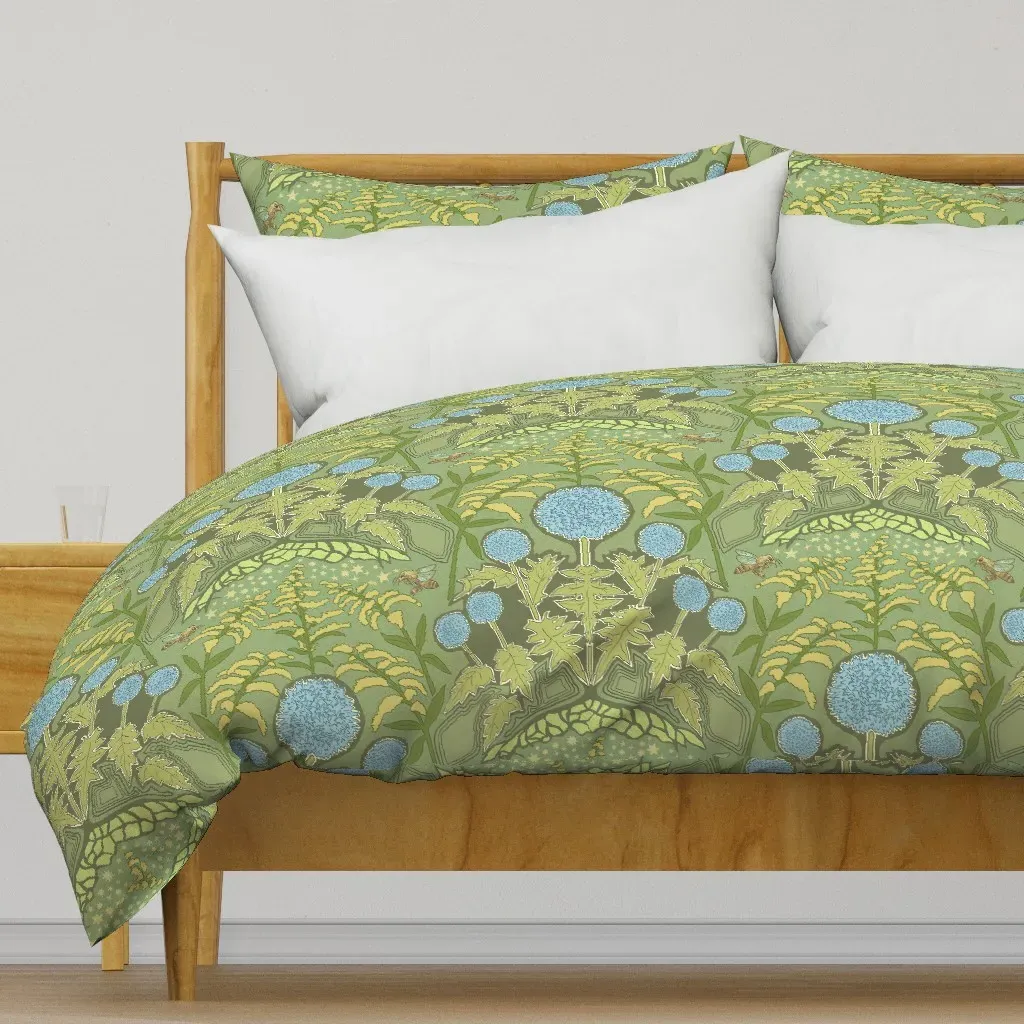 Art Nouveau Globe Thistle Duvet Cover - Sage Green product