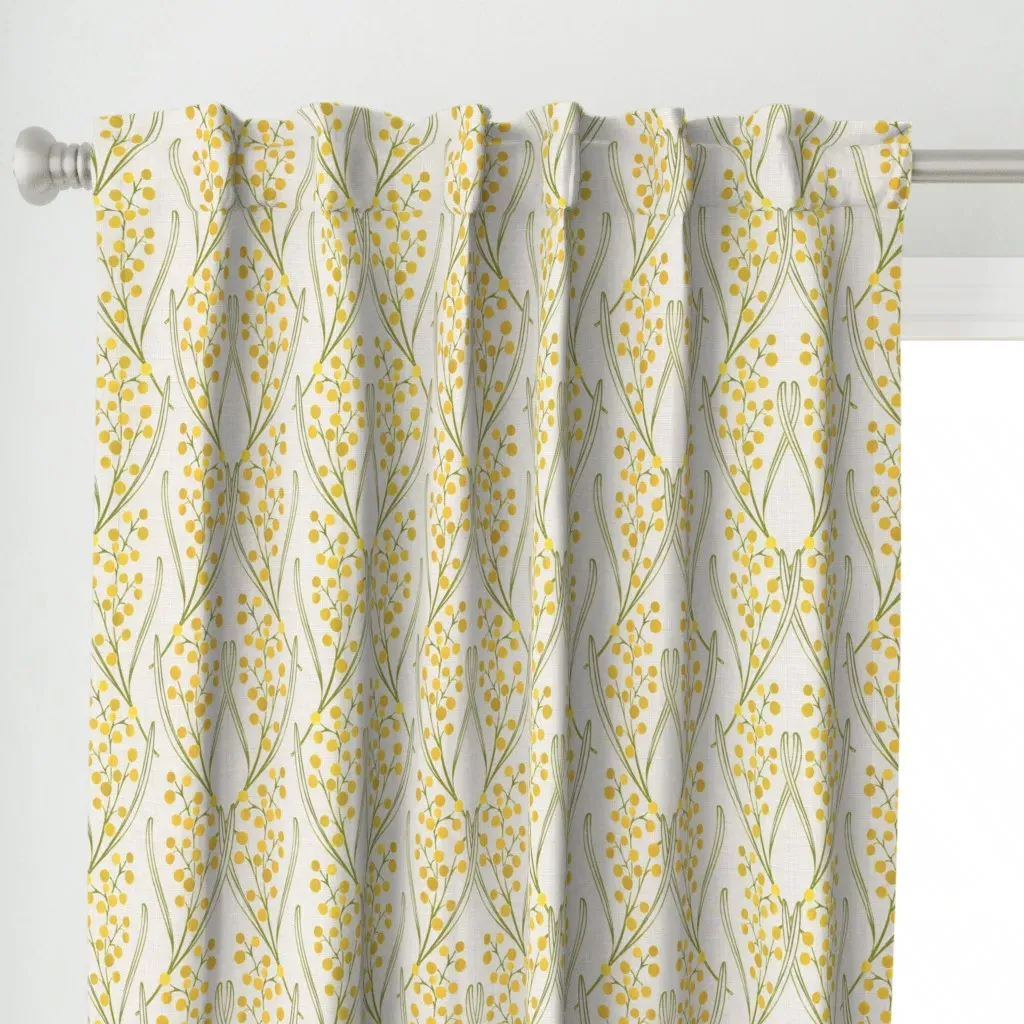 Art Nouveau Golden Wattle Curtain Panel - Yellow alternate view