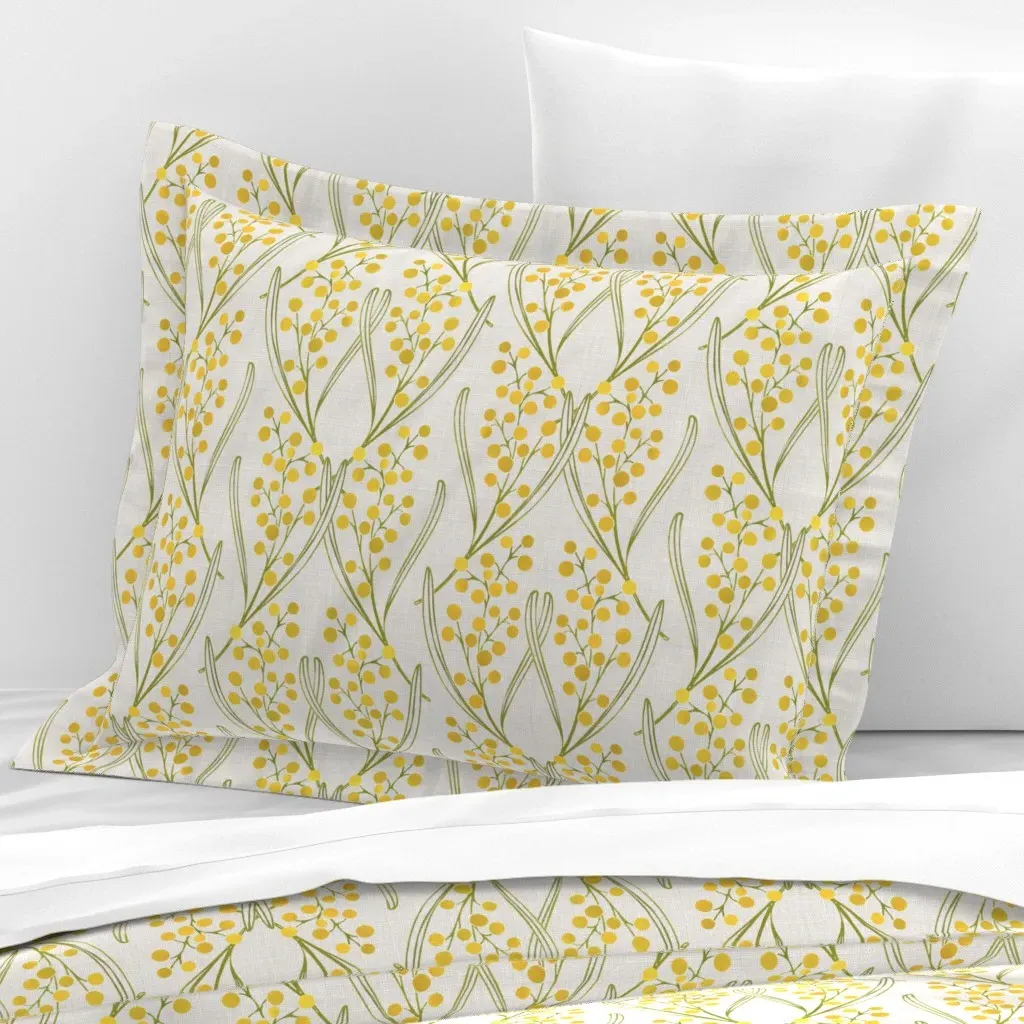 Art Nouveau Golden Wattle Standard Flanged Pillowcase - Yellow, Cotton Sateen product