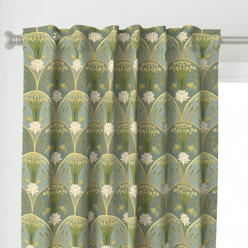 Art Nouveau Goldfish M Curtain Panel - Gold alternate view