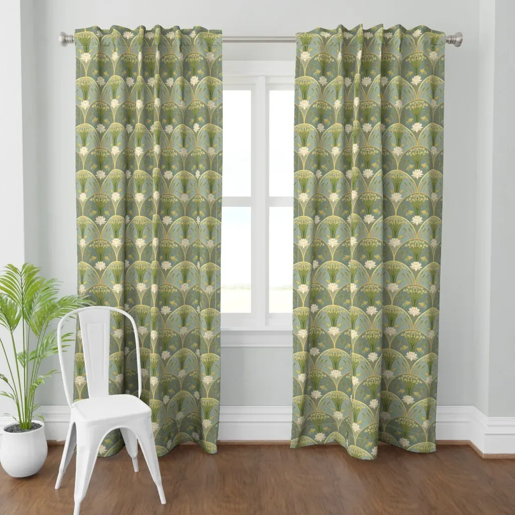 Art Nouveau Goldfish M Curtain Panel - Gold product