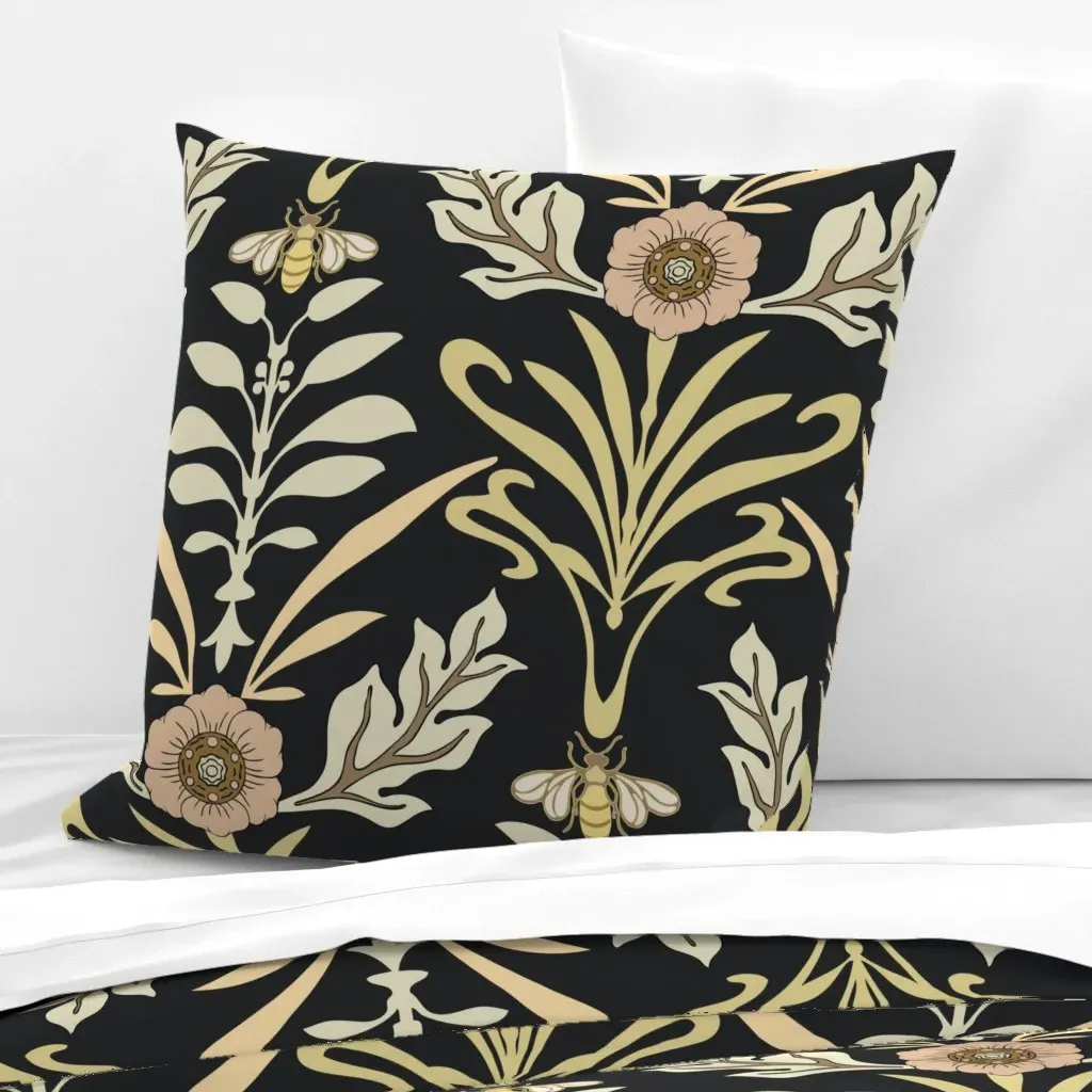 Art Nouveau Honey Bee Euro Pillow Sham - Beige, Cotton product