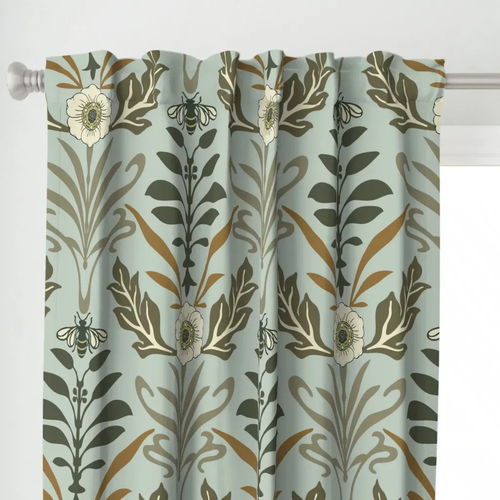 Art Nouveau Jumbo Curtain Panel - Olive Green alternate view