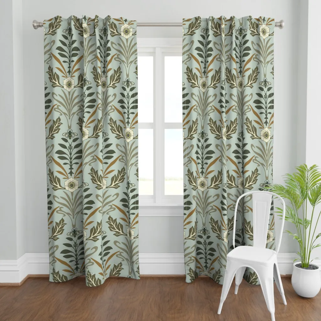 Art Nouveau Jumbo Curtain Panel - Olive Green product