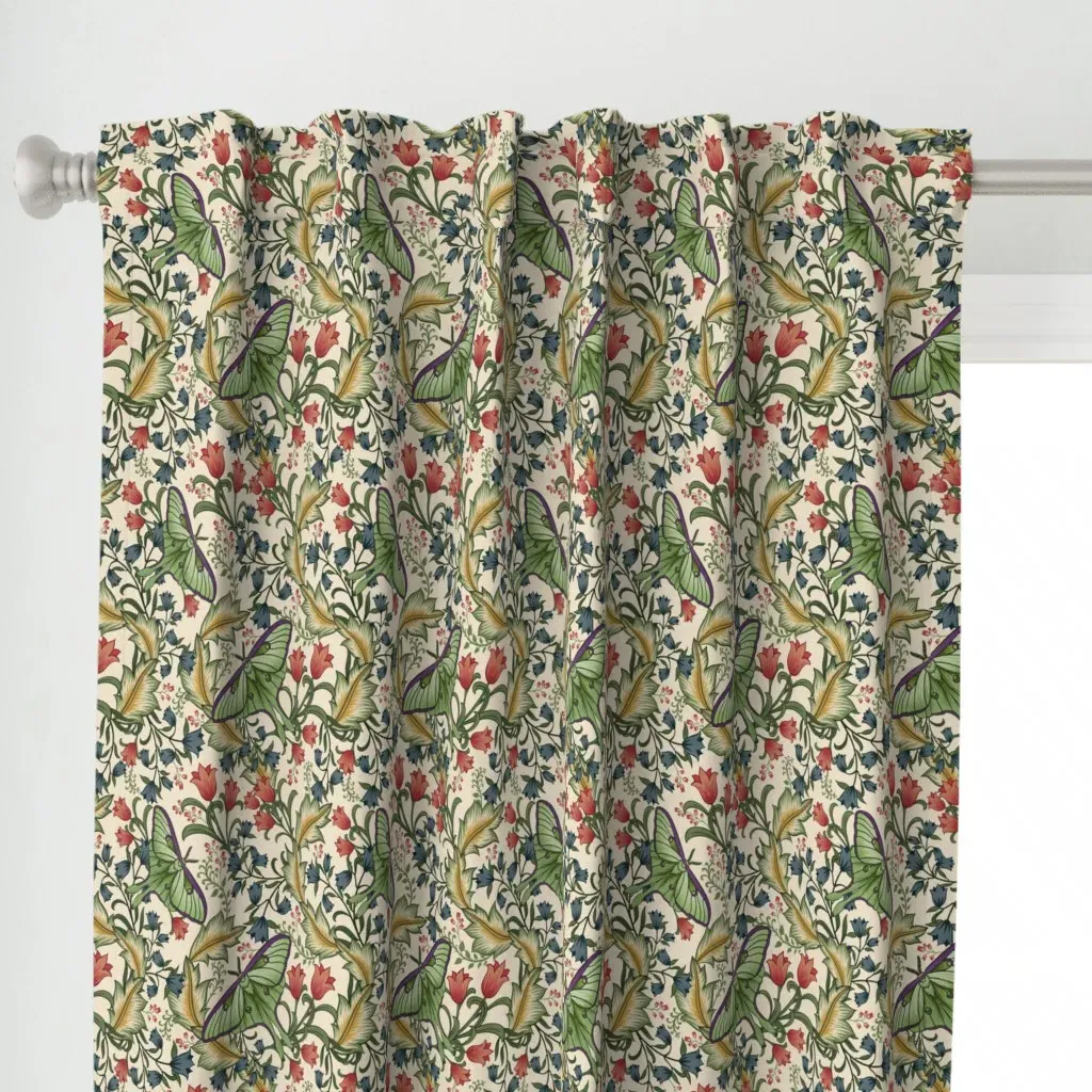 Art Nouveau Luna Moth Curtain Panel - Green alternate view
