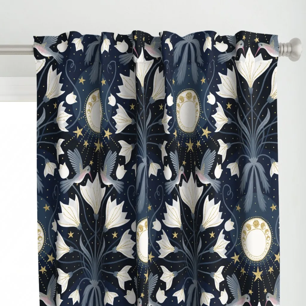 Art Nouveau Moon L-Size Curtain Panel - White alternate view