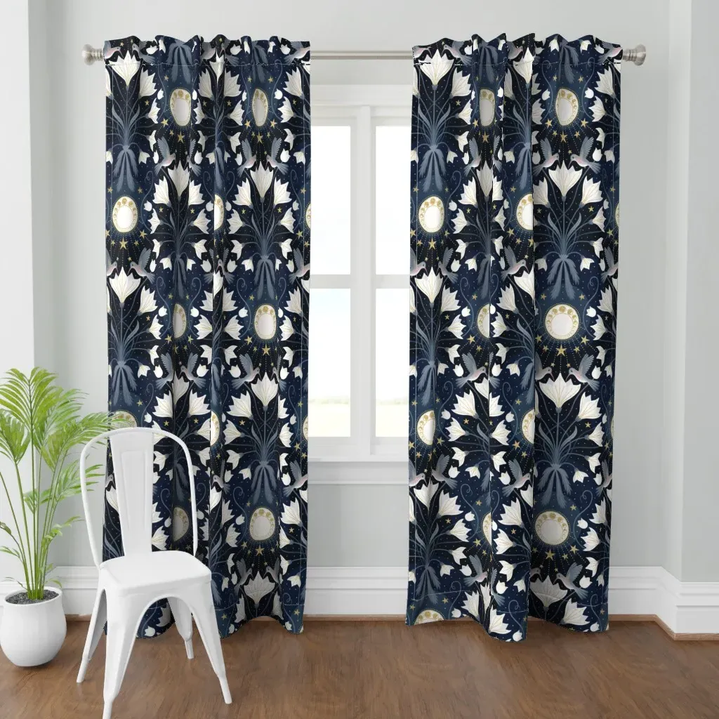 Art Nouveau Moon L-Size Curtain Panel - White product