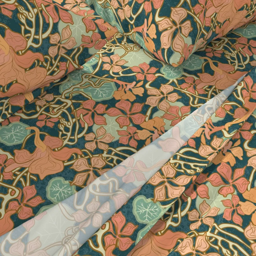 Art Nouveau Nasturtium Queen Sheet Set - Coral alternate view