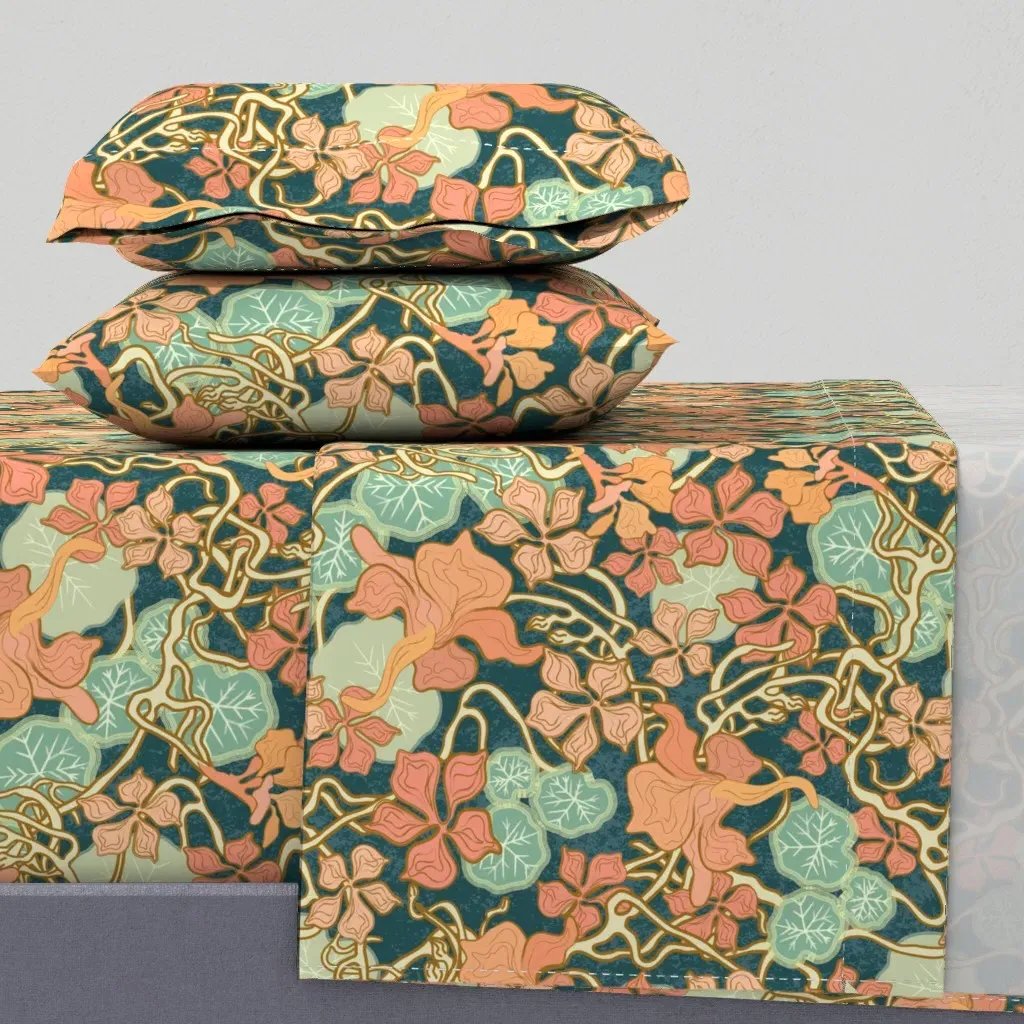 Art Nouveau Nasturtium Queen Sheet Set - Coral product