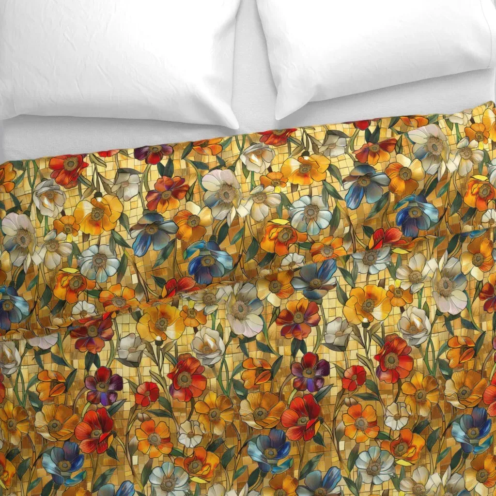 Art Nouveau On Gold-4 Duvet Cover - Red alternate view