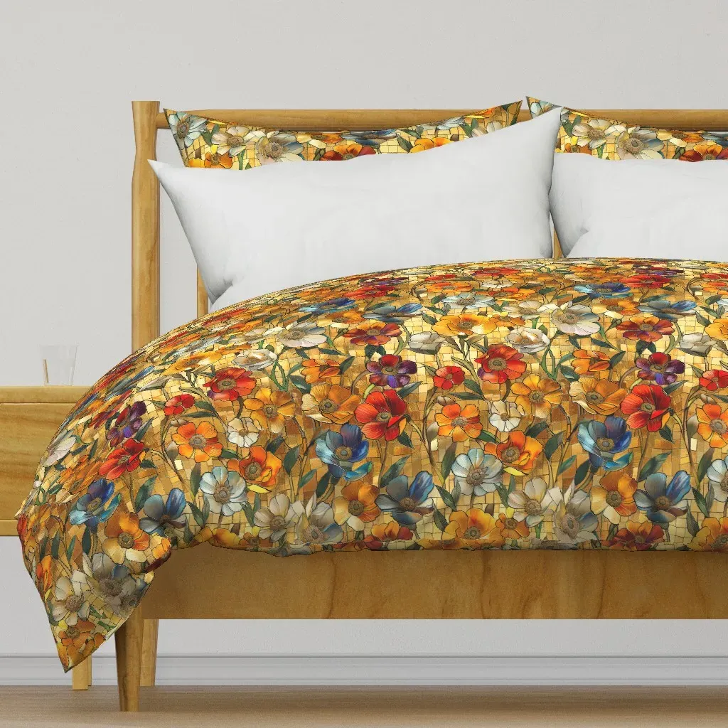 Art Nouveau On Gold-4 Duvet Cover - Red product