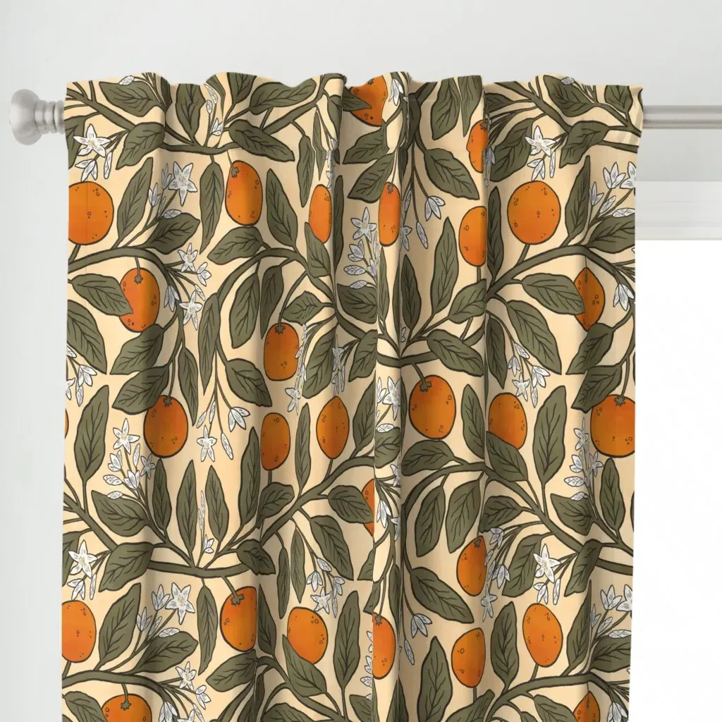 Art Nouveau Oranges Curtain Panel - Orange alternate view