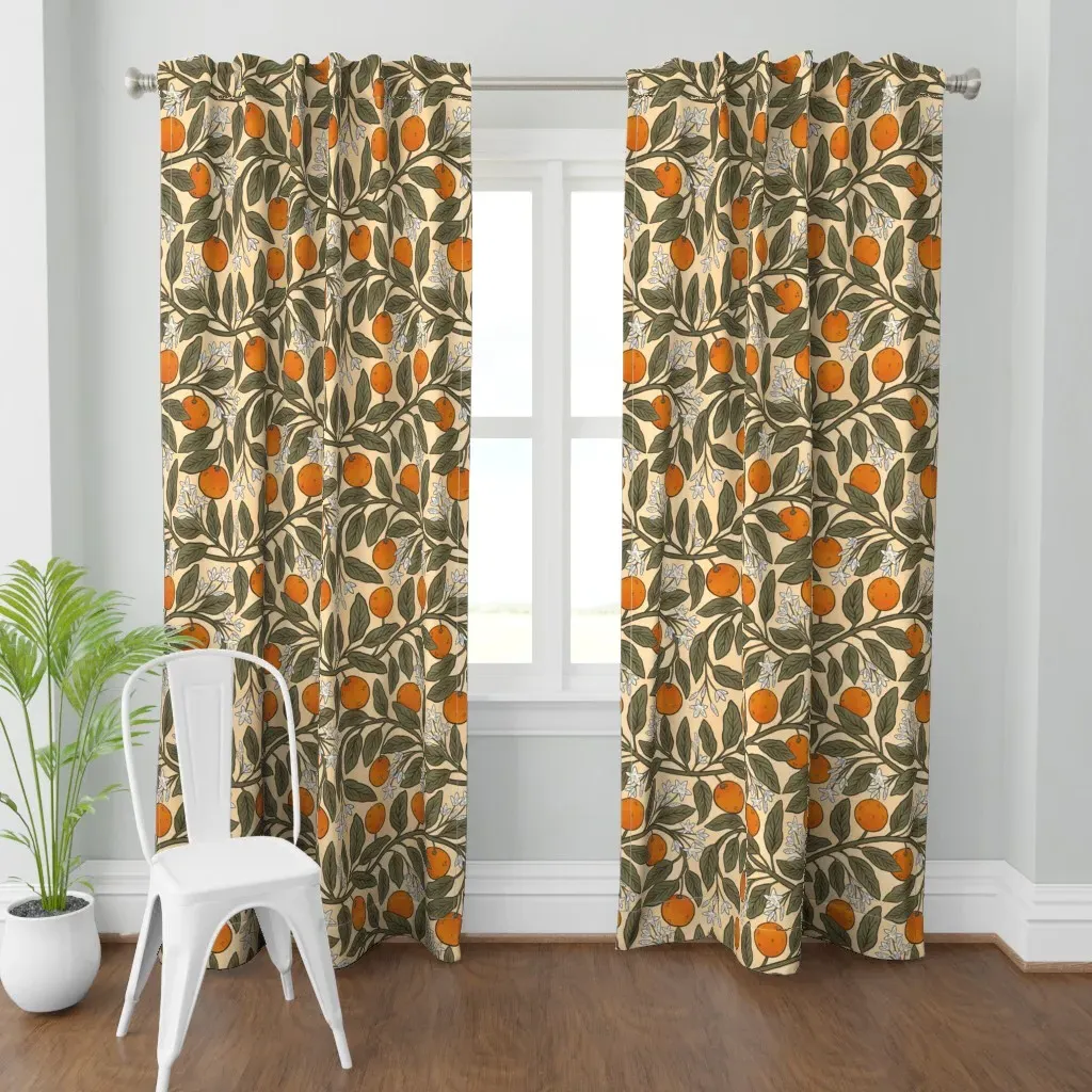 Art Nouveau Oranges Curtain Panel - Orange product