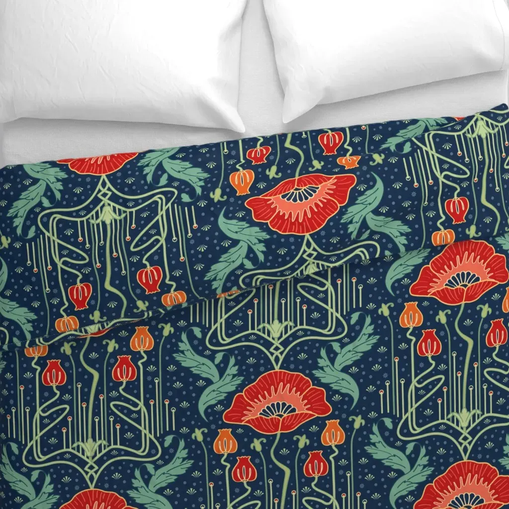 Art Nouveau Poppy Duvet Cover - Red alternate view