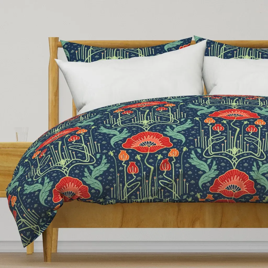 Art Nouveau Poppy Duvet Cover - Red product