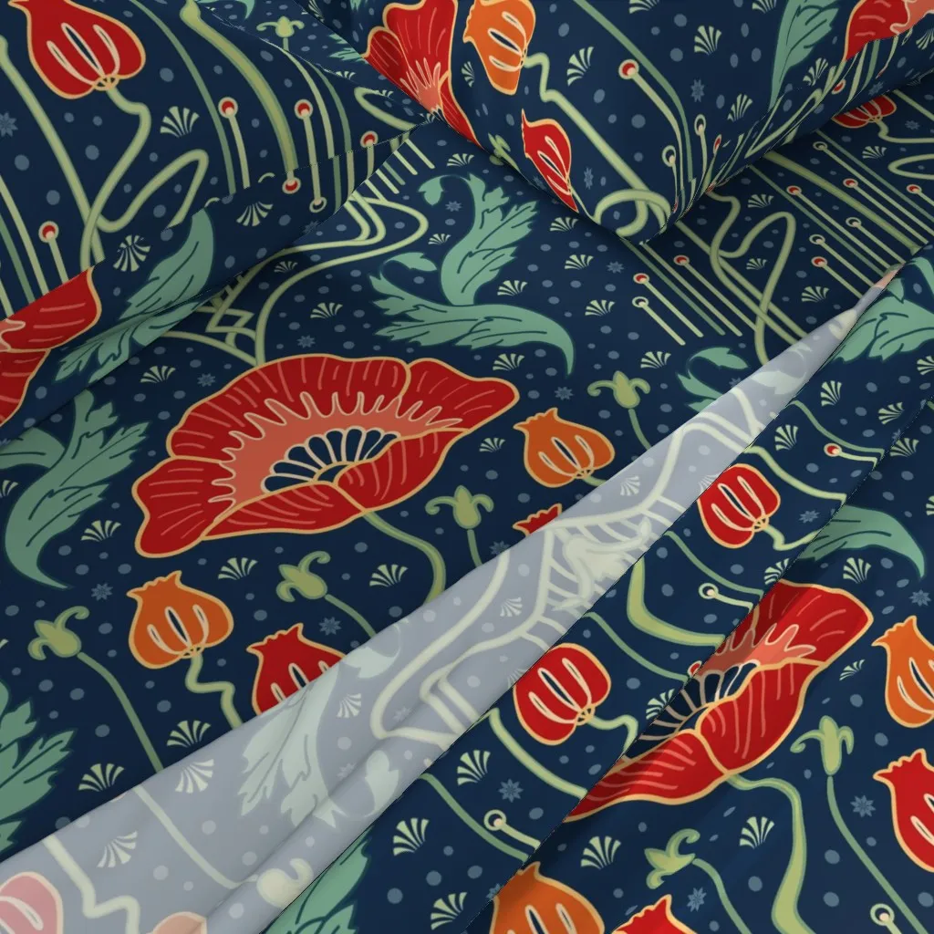 Art Nouveau Poppy Queen Sheet Set - Red alternate view