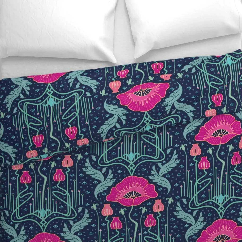 Art Nouveau Poppy Variation 1 Duvet Cover - Pink alternate view