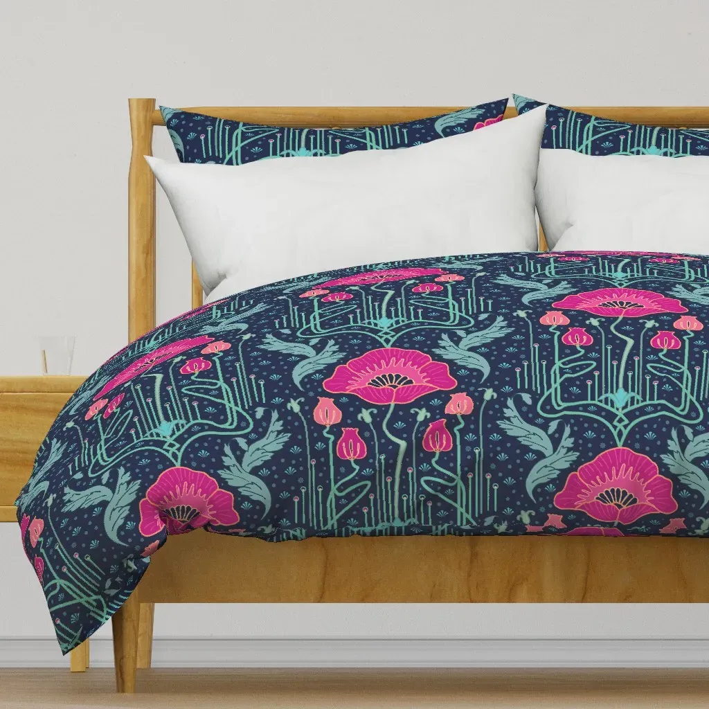 Art Nouveau Poppy Variation 1 Duvet Cover - Pink product