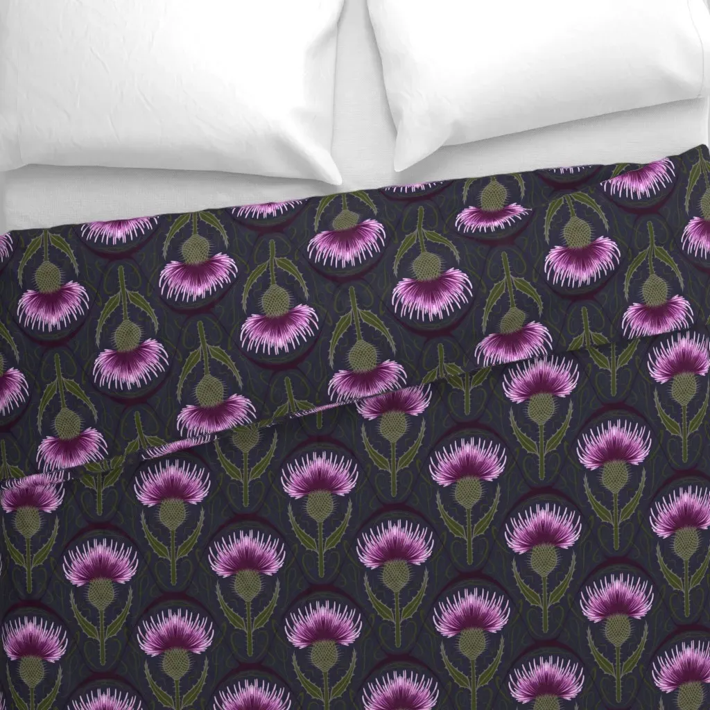 Art Nouveau Scottish Thistle Duvet Cover - Purple alternate view